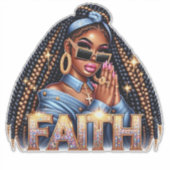 Afro-Amerikaanse vrouw van God bidt geloof Sticker (Voorkant)