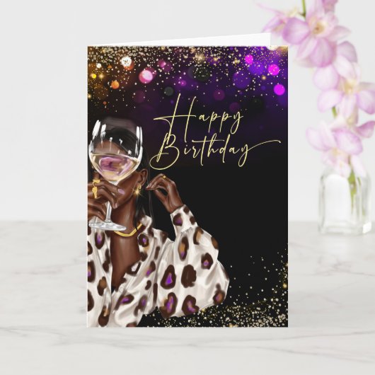 Afro-Amerikaanse vrouw verjaardagskaarten Kaart (Orchidee)