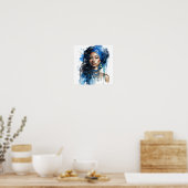 Afro-Amerikaanse Vrouw Waterverf Schilderij Poster (Keuken)