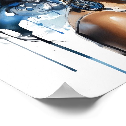 Afro-Amerikaanse Vrouw Waterverf Schilderij Poster (Hoek)