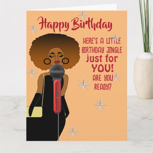 Afro-Amerikaanse vrouw zingen een microfoon Kaart (Voorkant)