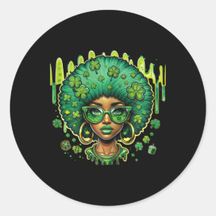 Afro-Amerikaanse Vrouwelijke Kabouter Zwarte St. P Ronde Sticker