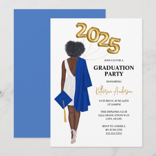 Afro-Amerikaanse Vrouwelijke Uitnodiging voor Afst (Voorkant / Achterkant)