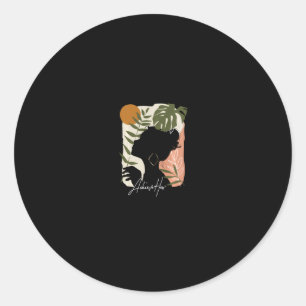 Afro-Amerikaanse vrouwen&# 9; s grafisch natuurlij Ronde Sticker