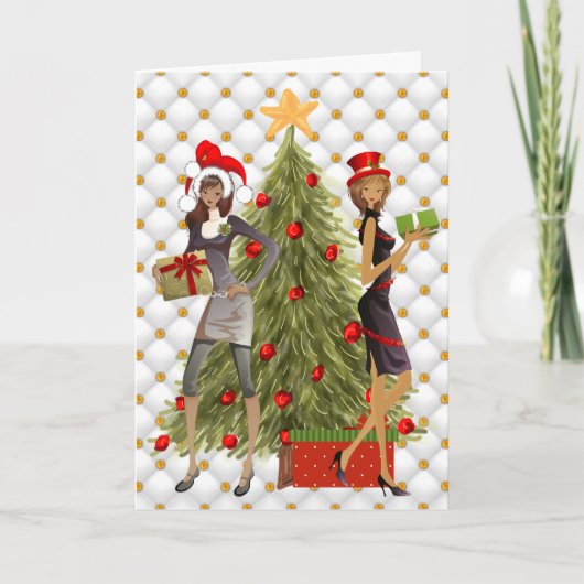 Afro-Amerikaanse vrouwen kerst Kaart (Voorkant)