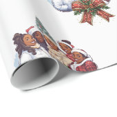 Afro-Amerikaanse vrouwen Kerstmis Cadeaupapier (Rol Hoek)