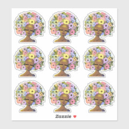 Afro-Amerikaanse vrouwen met bloemen in haar Sticker