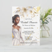 Afro-Amerikaanse waterverf Bloemen Bruid Kaart (Staand voorkant)