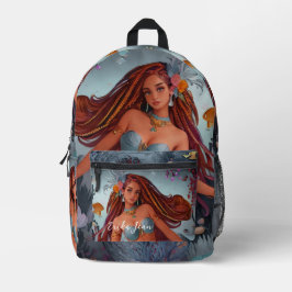 Afro-Amerikaanse Waterverf Zeemeermin Bedrukte Rugzak