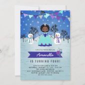 Afro-Amerikaanse Winter Prinses Verjaardagsfeest Kaart (Voorkant)