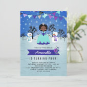 Afro-Amerikaanse Winter Prinses Verjaardagsfeest Kaart (Staand voorkant)