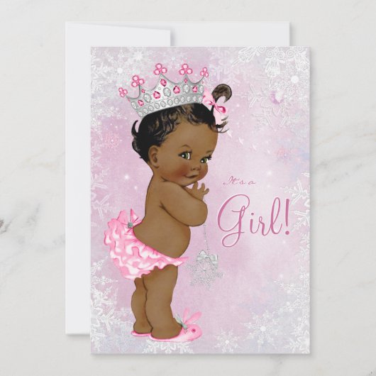 Afro-Amerikaanse Winter Wonderland Baby shower Kaart (Voorkant)