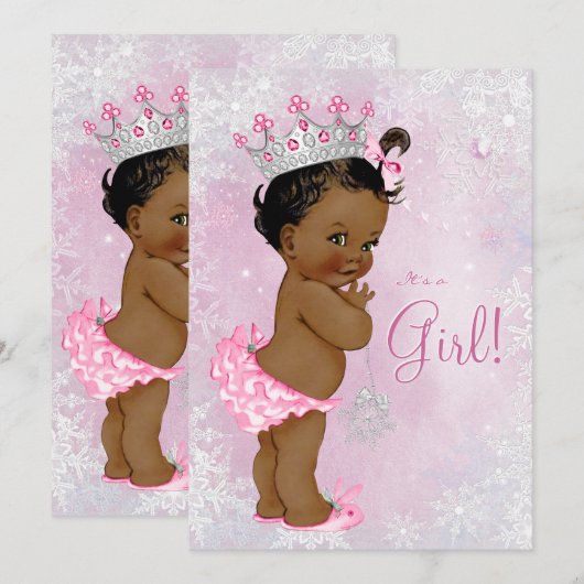 Afro-Amerikaanse Winter Wonderland Baby shower Kaart (Voorkant / Achterkant)