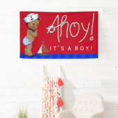 Afro-Amerikaanse zeeman nautische Baby shower Spandoek (Insitu)