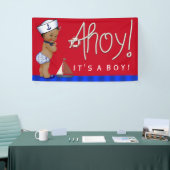 Afro-Amerikaanse zeeman nautische Baby shower Spandoek (Beurs)