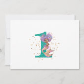 Afro-Amerikaanse Zeemeermin 1e Verjaardagsuitnodig Kaart (Achterkant)