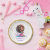 Afro-Amerikaanse zeemeermin 1st Birthday Paper Bor Papieren Bordje (Feest)