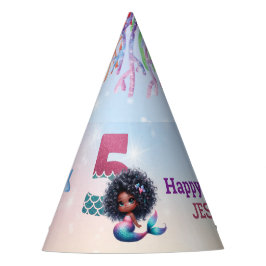 Afro-Amerikaanse zeemeermin 5e verjaardag Feesthoedjes