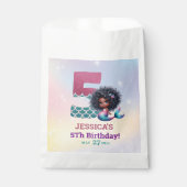 Afro-Amerikaanse zeemeermin 5e verjaardag foto Bedankzakje (Voorkant)