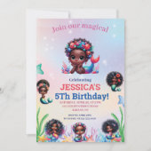 Afro-Amerikaanse zeemeermin 5e verjaardag foto Kaart (Voorkant)