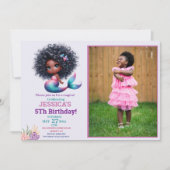 Afro-Amerikaanse zeemeermin 5e verjaardag foto Kaart (Voorkant)