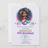 Afro-Amerikaanse zeemeermin 5e verjaardag foto Kaart (Voorkant)