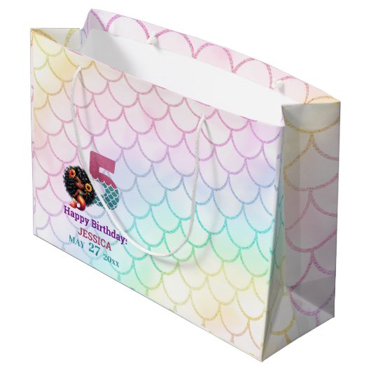 Afro-Amerikaanse zeemeermin 5e verjaardag Groot Cadeauzakje (Achterkant Gekanteld)