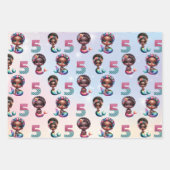 Afro-Amerikaanse zeemeermin 5e verjaardag Inpakpapier Vel (Voorkant 3)