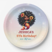 Afro-Amerikaanse zeemeermin 5e verjaardag Papieren Bordje (Voorkant)