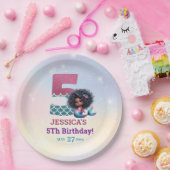 Afro-Amerikaanse zeemeermin 5e verjaardag Papieren Bordje (Feest)