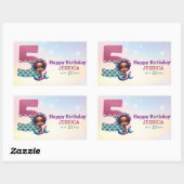 Afro-Amerikaanse zeemeermin 5e verjaardag Rechthoekige Sticker (Vel)