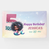 Afro-Amerikaanse zeemeermin 5e verjaardag Spandoek (Horizontaal)