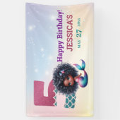 Afro-Amerikaanse zeemeermin 5e verjaardag Spandoek (Verticaal)