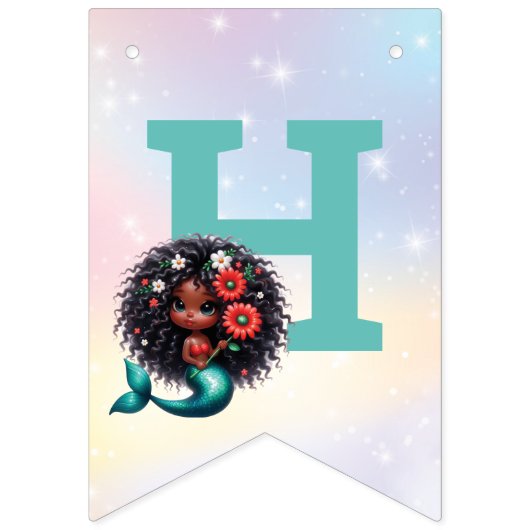 Afro-Amerikaanse zeemeermin 5e verjaardag Vlaggetjes (Tweede vlag)