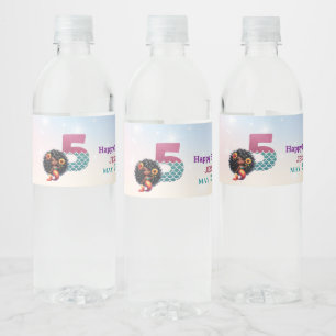 Afro-Amerikaanse zeemeermin 5e verjaardag Waterfles Etiket