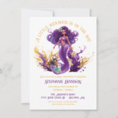 Afro-Amerikaanse Zeemeermin Baby Shower Kaart (Voorkant)