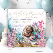 Afro-Amerikaanse Zeemeermin Clamshell Baby shower Kaart