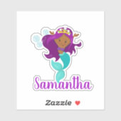 Afro-Amerikaanse zeemeermin gepersonaliseerd Sticker (Vel)