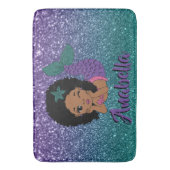 Afro-Amerikaanse Zeemeermin Glitter Badmat (Voorkant Verticaal)