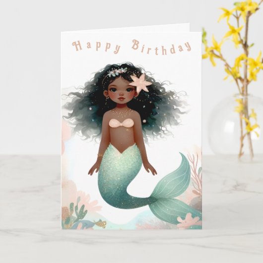Afro-Amerikaanse zeemeermin Kaart (Gele Bloem)