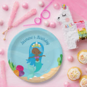 Afro-Amerikaanse zeemeermin kinderen verjaardagsfe Papieren Bordje (Feest)