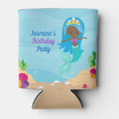 Afro-Amerikaanse zeemeermin meisjes verjaardagsfee Blikjeskoeler (Voorkant)