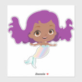 Afro-Amerikaanse zeemeermin met Paarse haar Sticker (Vel)