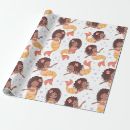 Afro-Amerikaanse zeemeermin Patroon Cadeaupapier