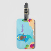 Afro-Amerikaanse zeemeermin Schattige Custom Kinde Bagagelabel (Voorkant (verticaal))