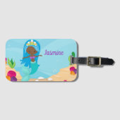 Afro-Amerikaanse zeemeermin Schattige Custom Kinde Bagagelabel (Voorkant (horizontaal))