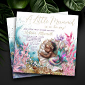 Afro-Amerikaanse Zeemeermin Schelp Baby Shower Kaart