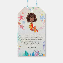 Afro-Amerikaanse Zeemeermin Verjaardag Bedankt Cadeaulabel