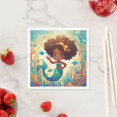 Afro-Amerikaanse zeemeermin verjaardag servet (Insitu)