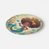 Afro-Amerikaanse zeemeermin verjaardag servet Papieren Bordje (Gekanteld)